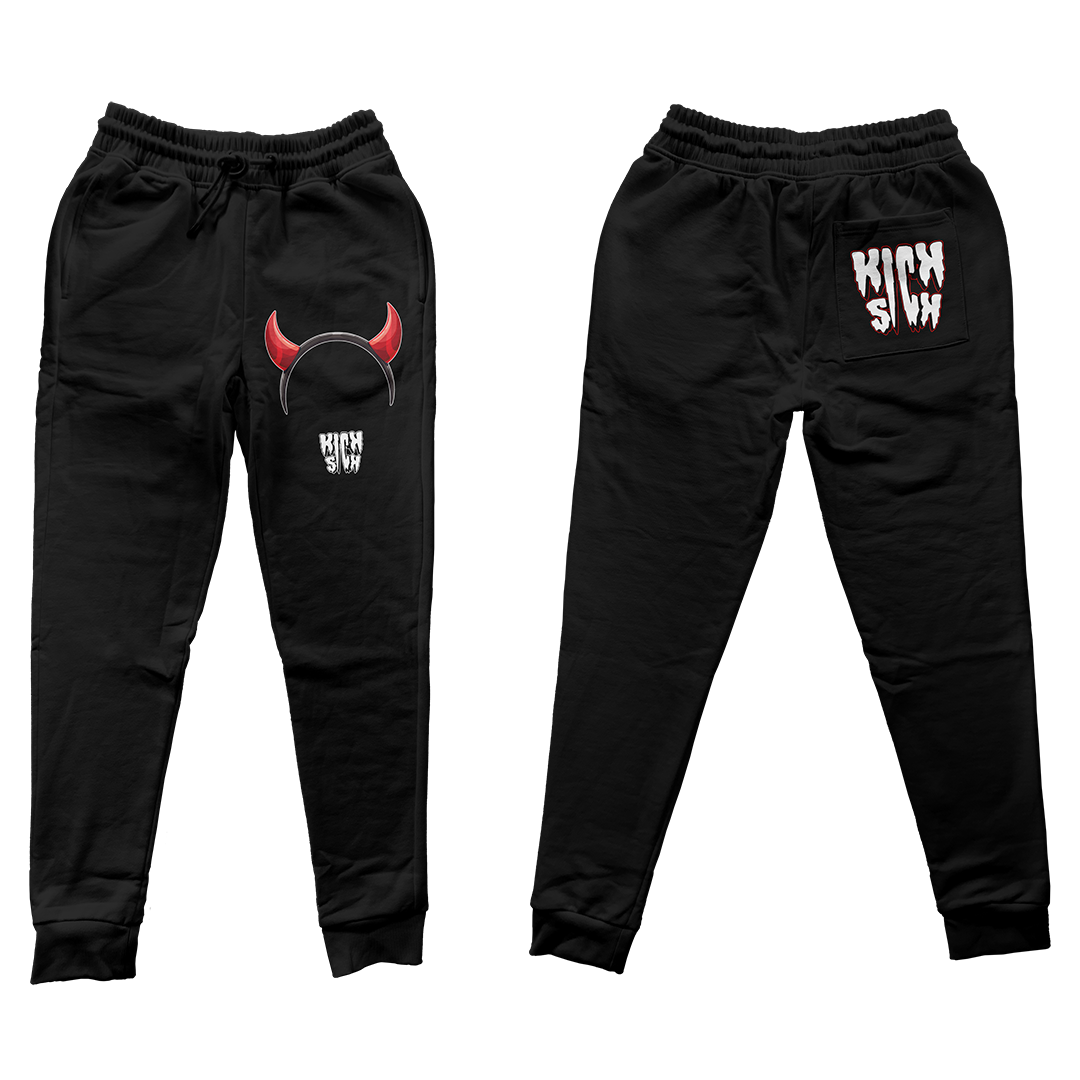 "Red Satin 1 Devil Horns Party Hat" Jogger Pants