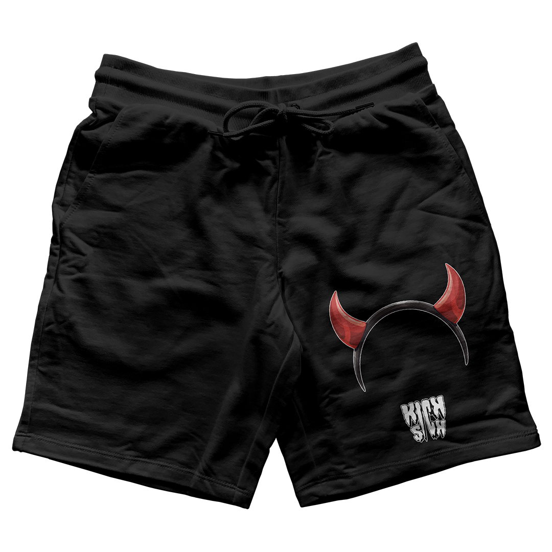 "Bred Reimagined 4 Devil Horns Party Hat" Jogger Shorts