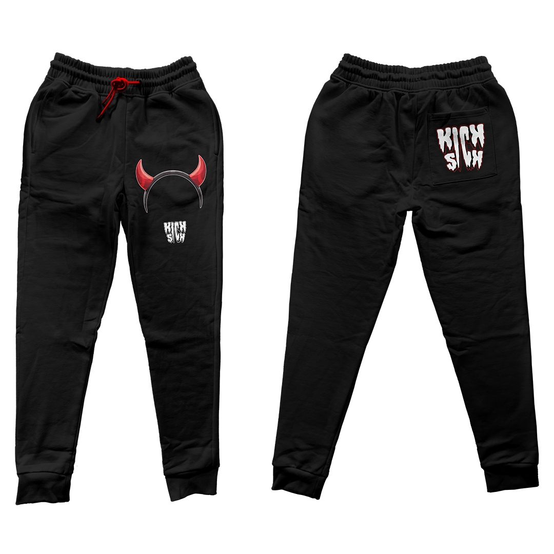 "Red Satin 1 Devil Horns Party Hat" Jogger Pants