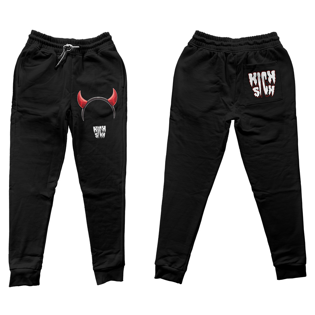 "Red Satin 1 Devil Horns Party Hat" Jogger Pants