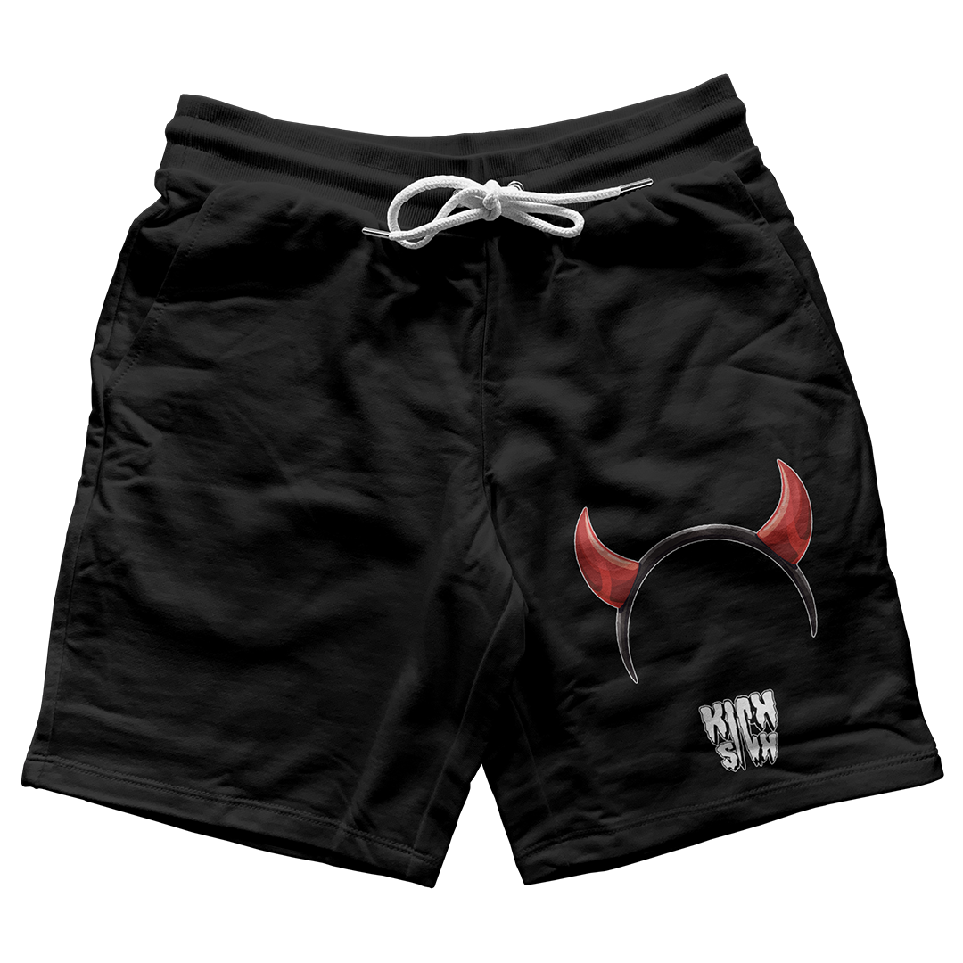 "Bred Reimagined 4 Devil Horns Party Hat" Jogger Shorts