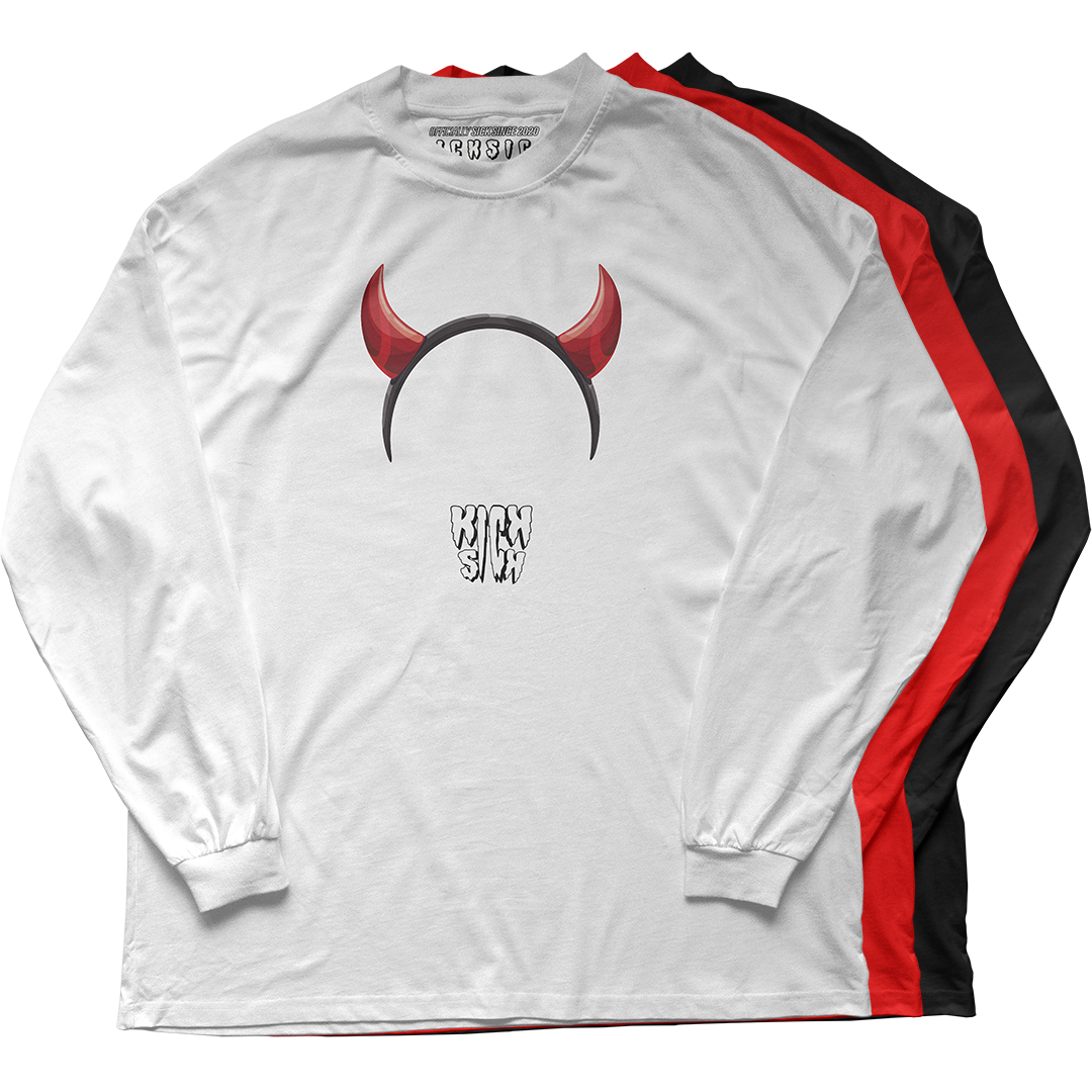 "Red Cement 4 Devil Horns Party Hat" Long Sleeve Tee