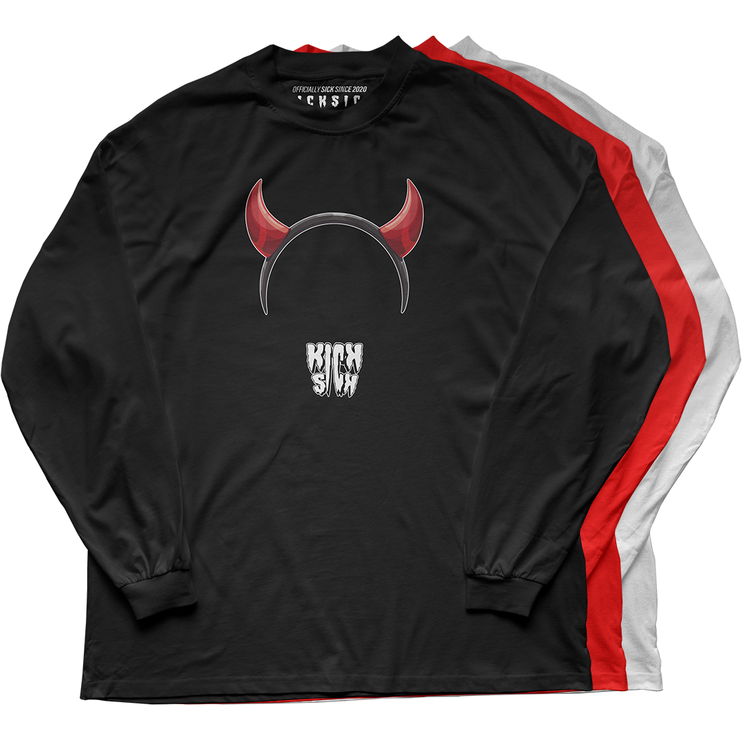 "Bred Reimagined 4 Devil Horns Party Hat" Long Sleeve Tee