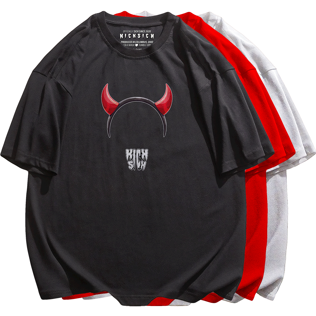 "Bred Reimagined 4 Devil Horns Party Hat" Tee