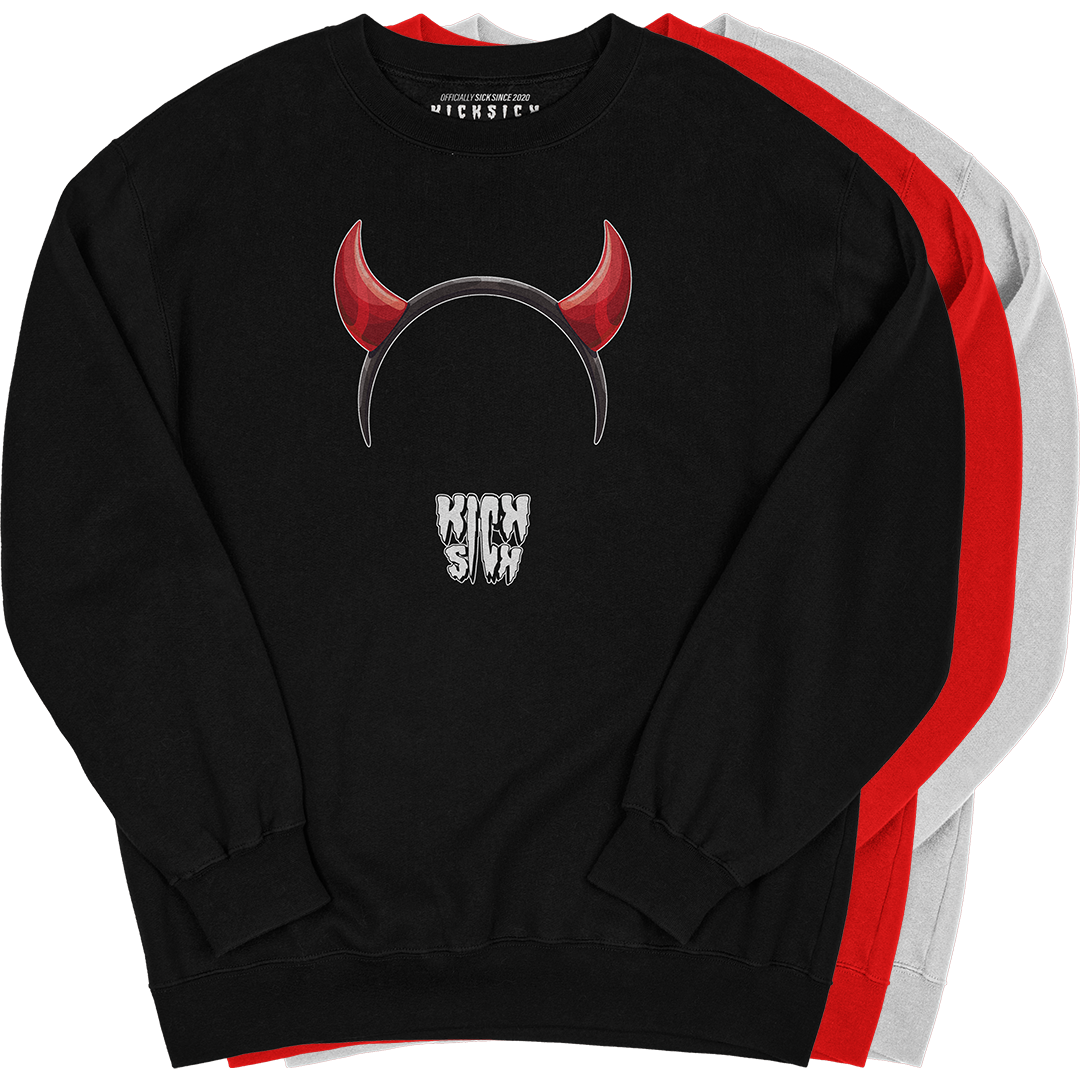"Bred Reimagined 4 Devil Horns Party Hat" Crewneck Sweatshirt
