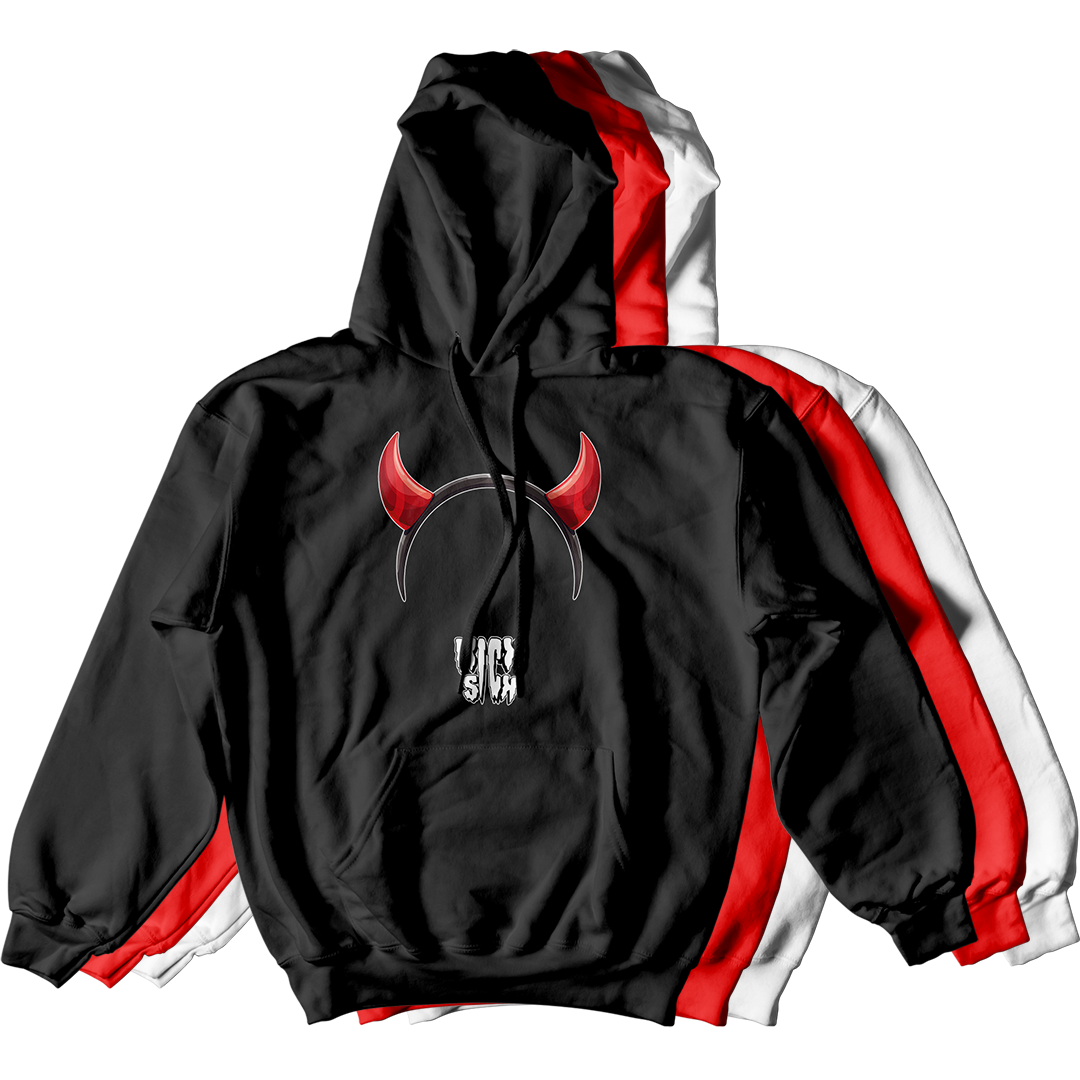 "Bred Reimagined 4 Devil Horn Party Hat" Hoodie