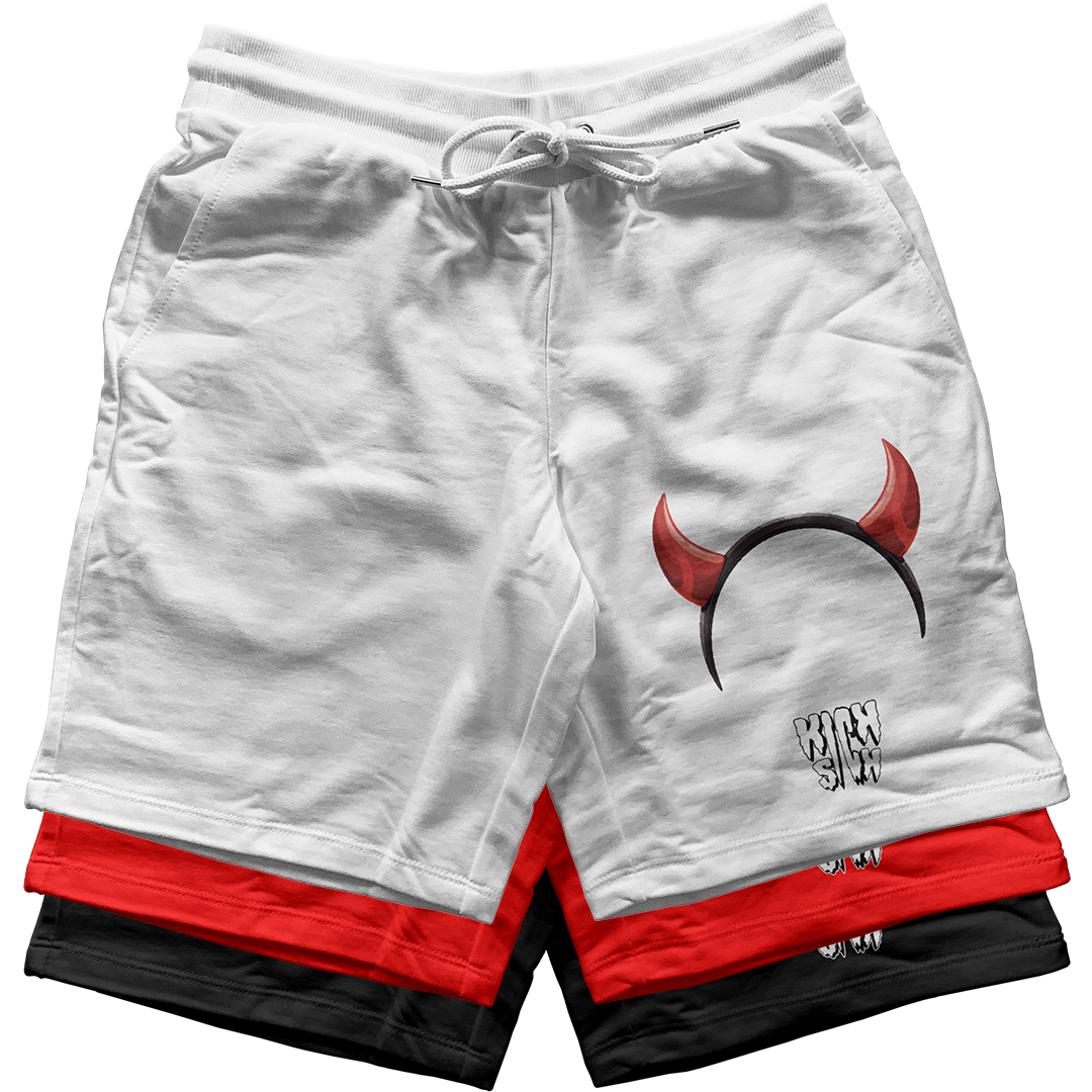 "Red Cement 4 Devil Horns Party Hat" Jogger Shorts
