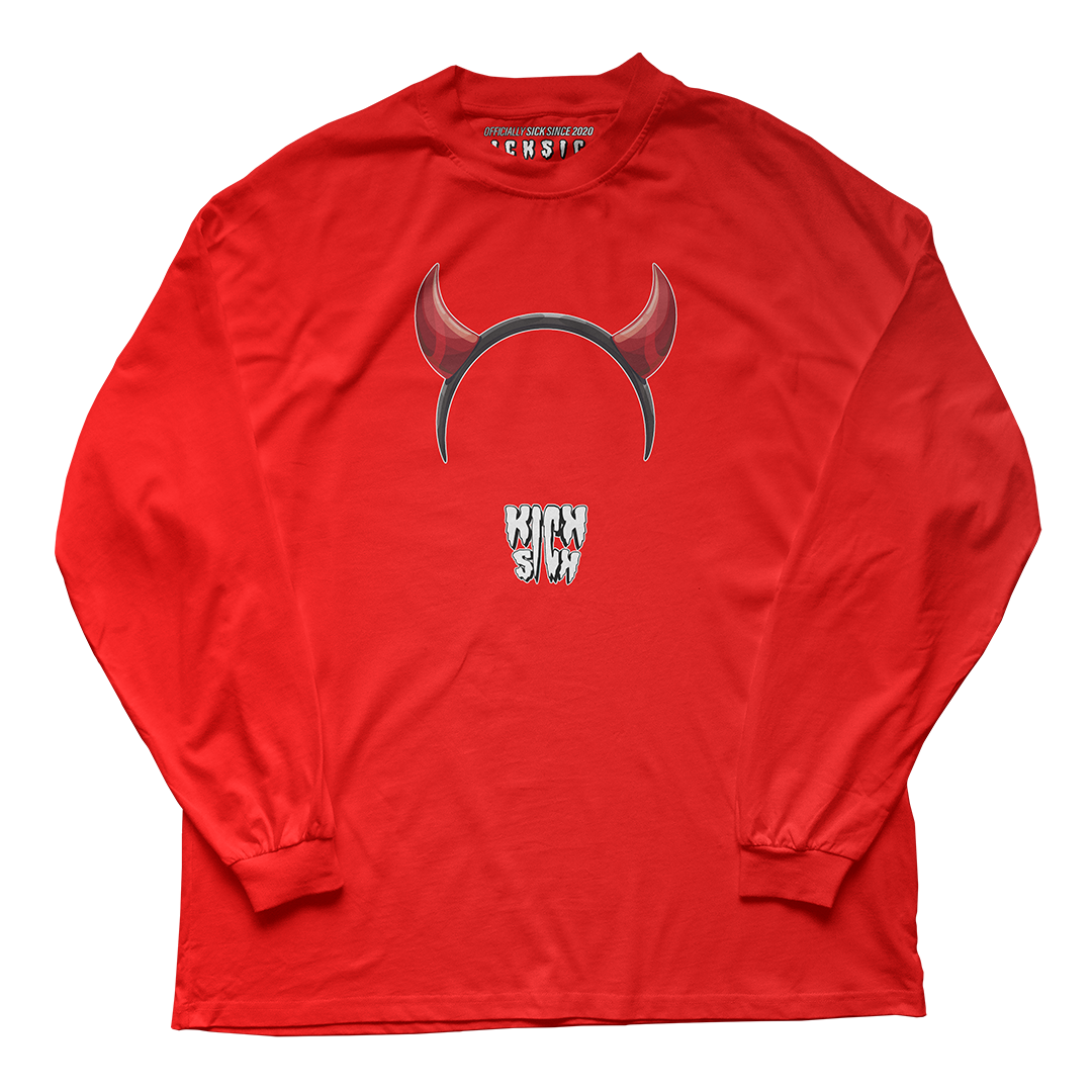 "Red Cement 4 Devil Horns Party Hat" Long Sleeve Tee