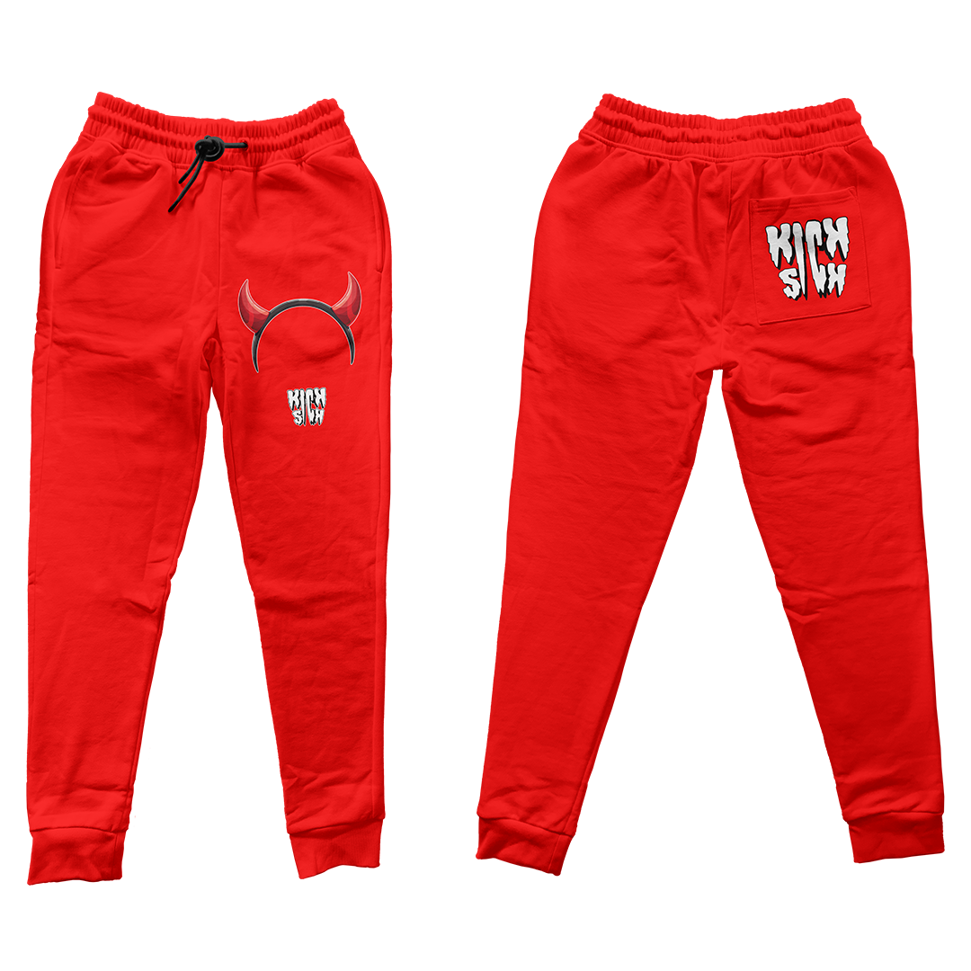 "Red Satin 1 Devil Horns Party Hat" Jogger Pants
