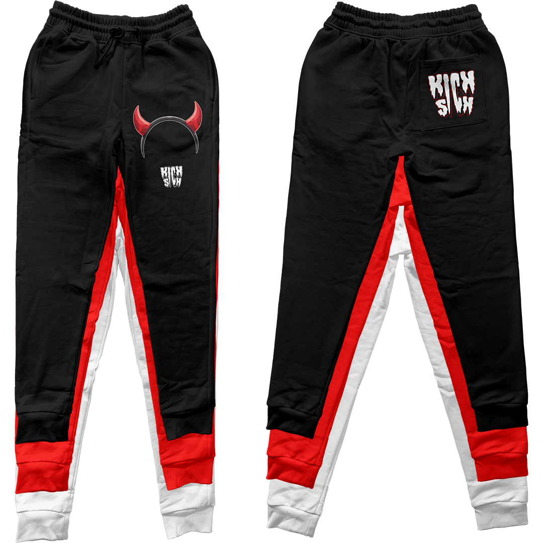 "Red Satin 1 Devil Horns Party Hat" Jogger Pants