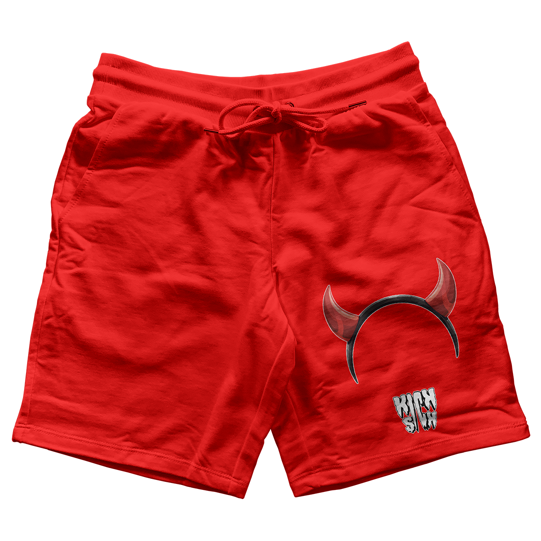 "Bred Reimagined 4 Devil Horns Party Hat" Jogger Shorts