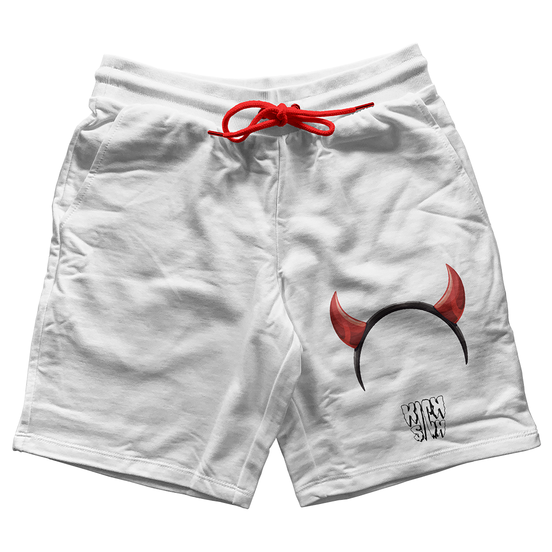 "Red Satin 1 Devil Horns Party Hat" Jogger Shorts