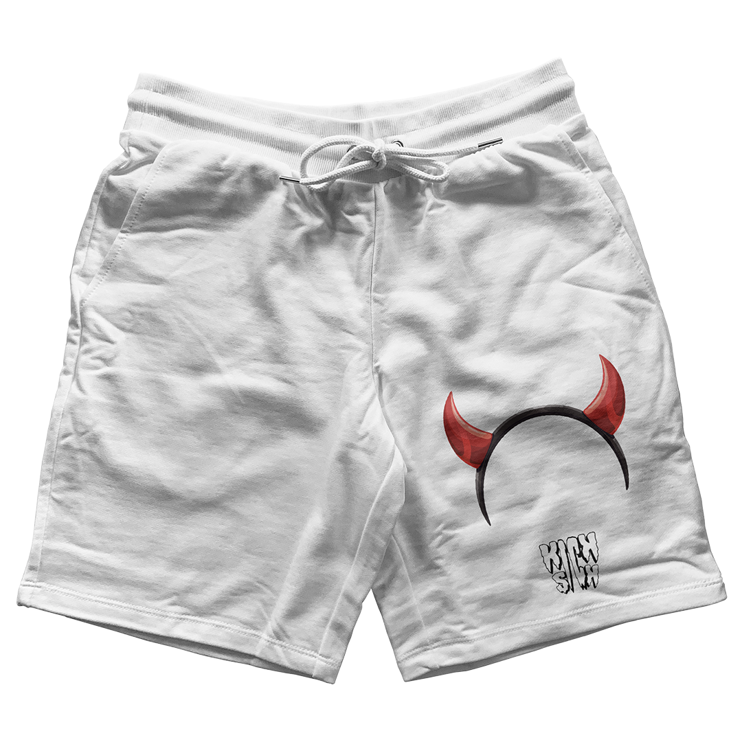 "Red Satin 1 Devil Horns Party Hat" Jogger Shorts