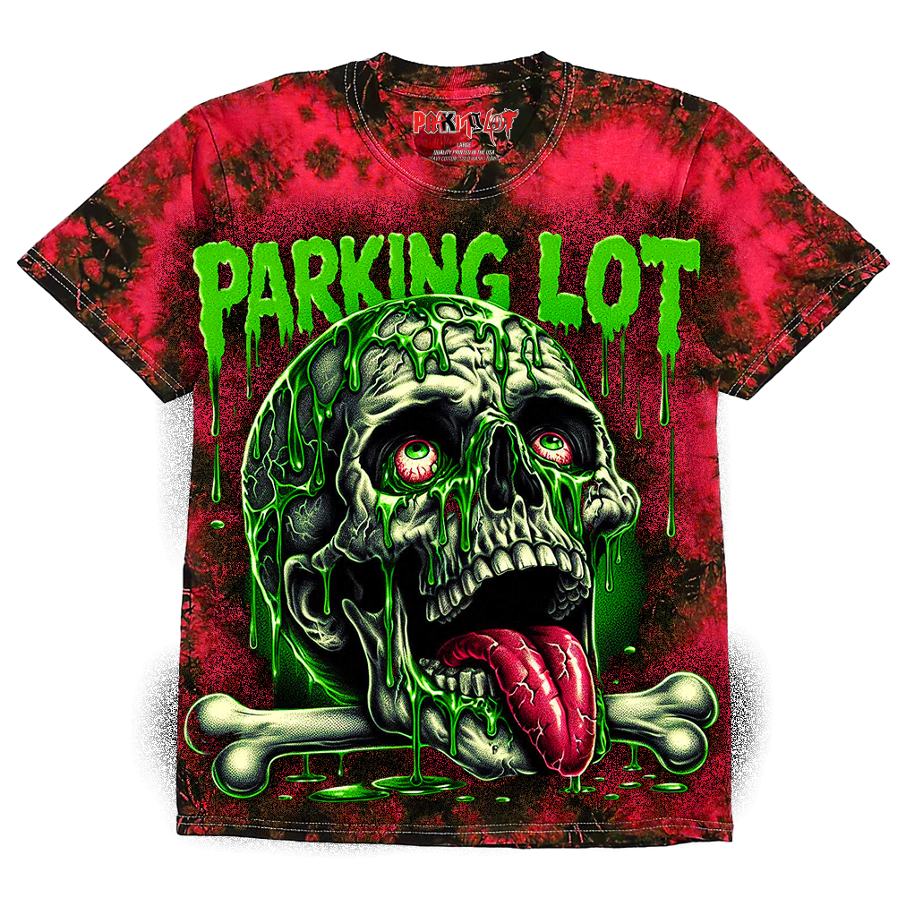"Ahegao Skull" | Burning Red Crystal Wash Tee