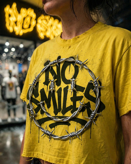 "Barbwired Smiley" | Distressed Tee