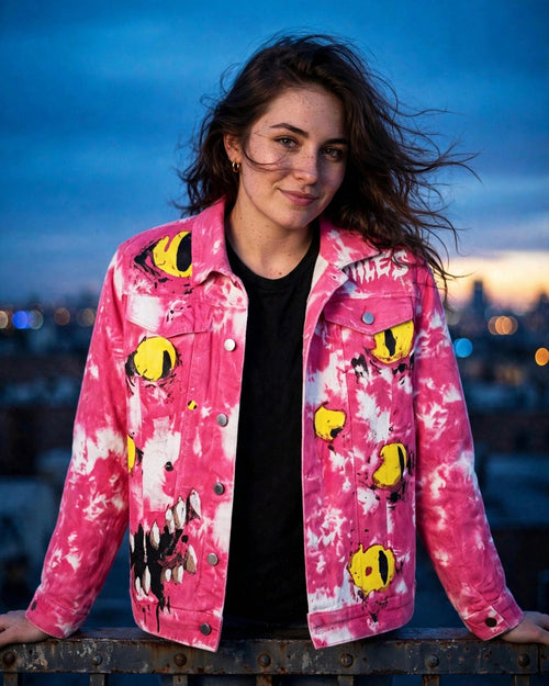 "All Eyez On Mee" | Pink Denim Trucker Jacket