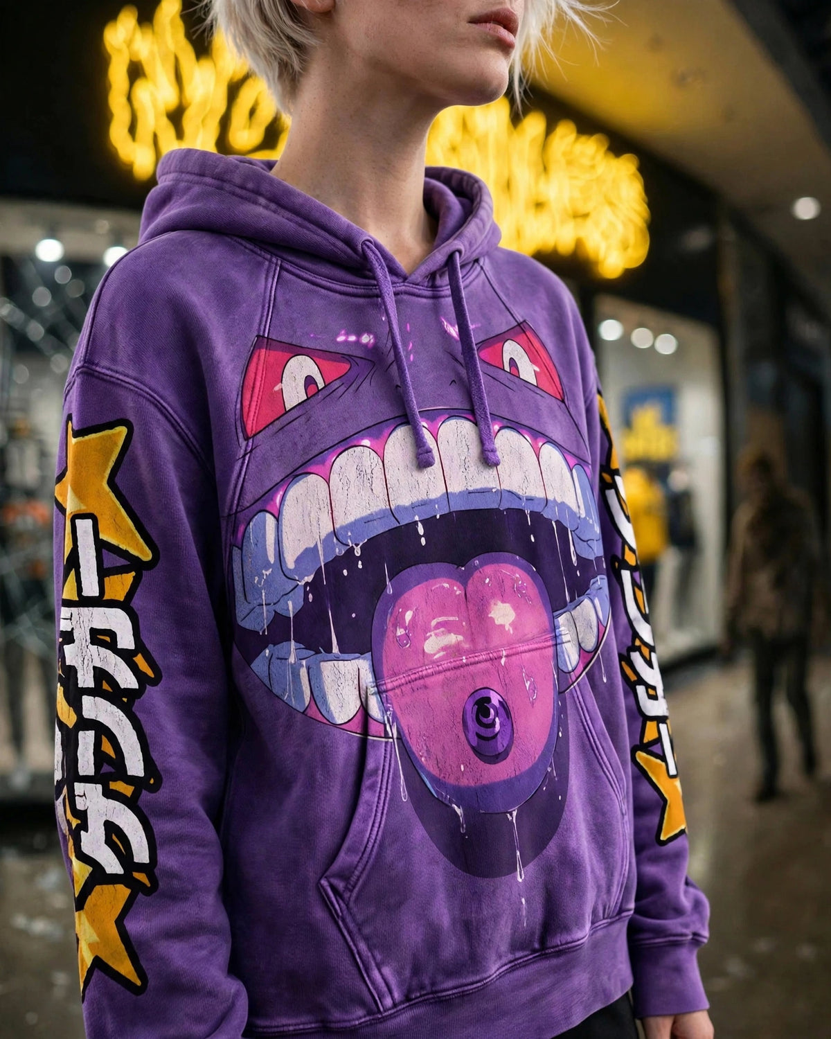 Smile Geng hoodie three-quarter view