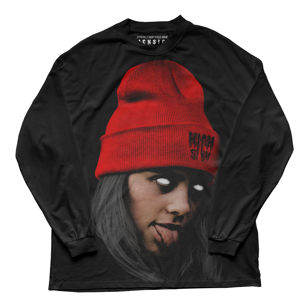 "Fire Red AAF88 Beanie Eilish" Long Sleeve Tee