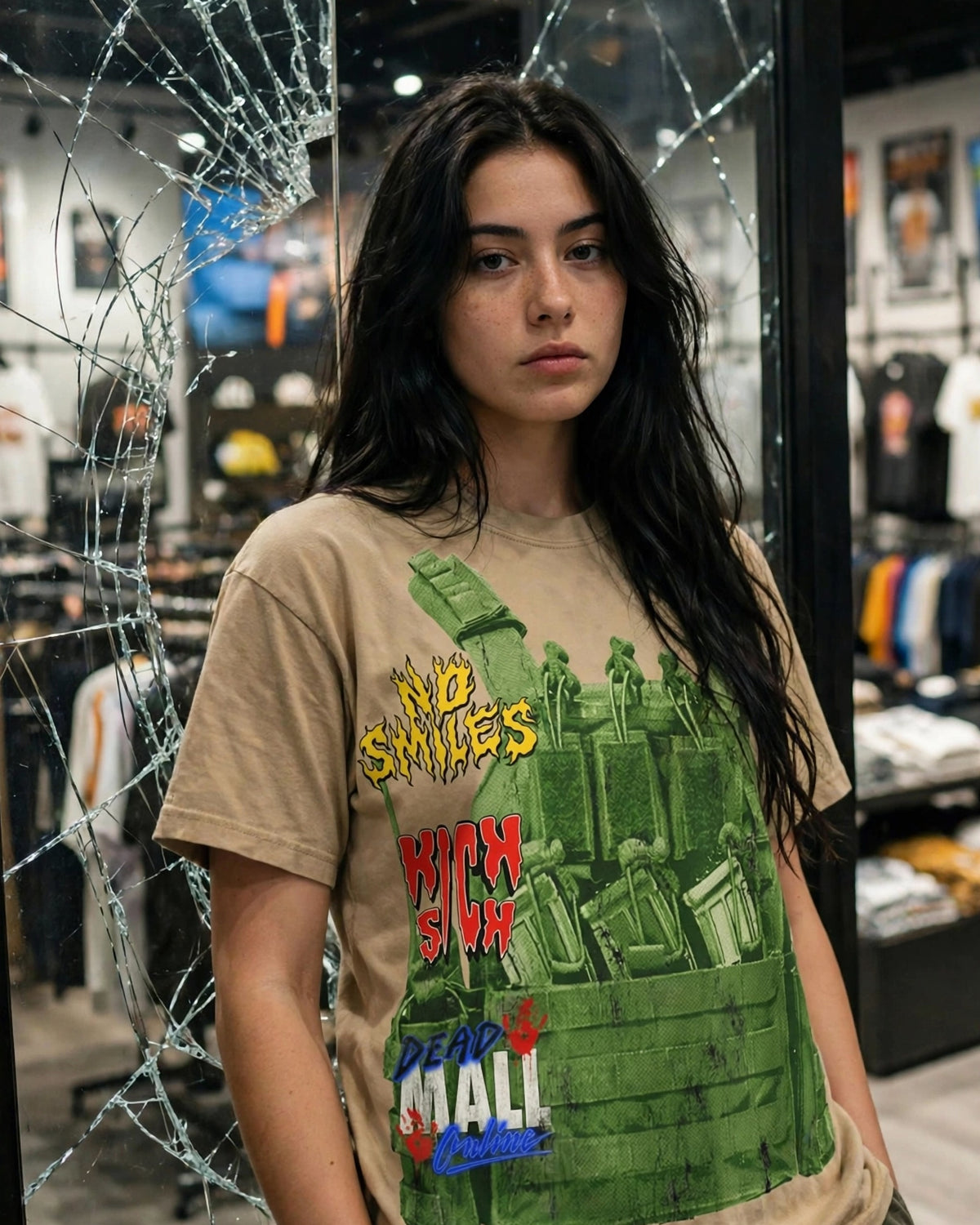 Magazines and Sponsors tee at the No Smiles storefront