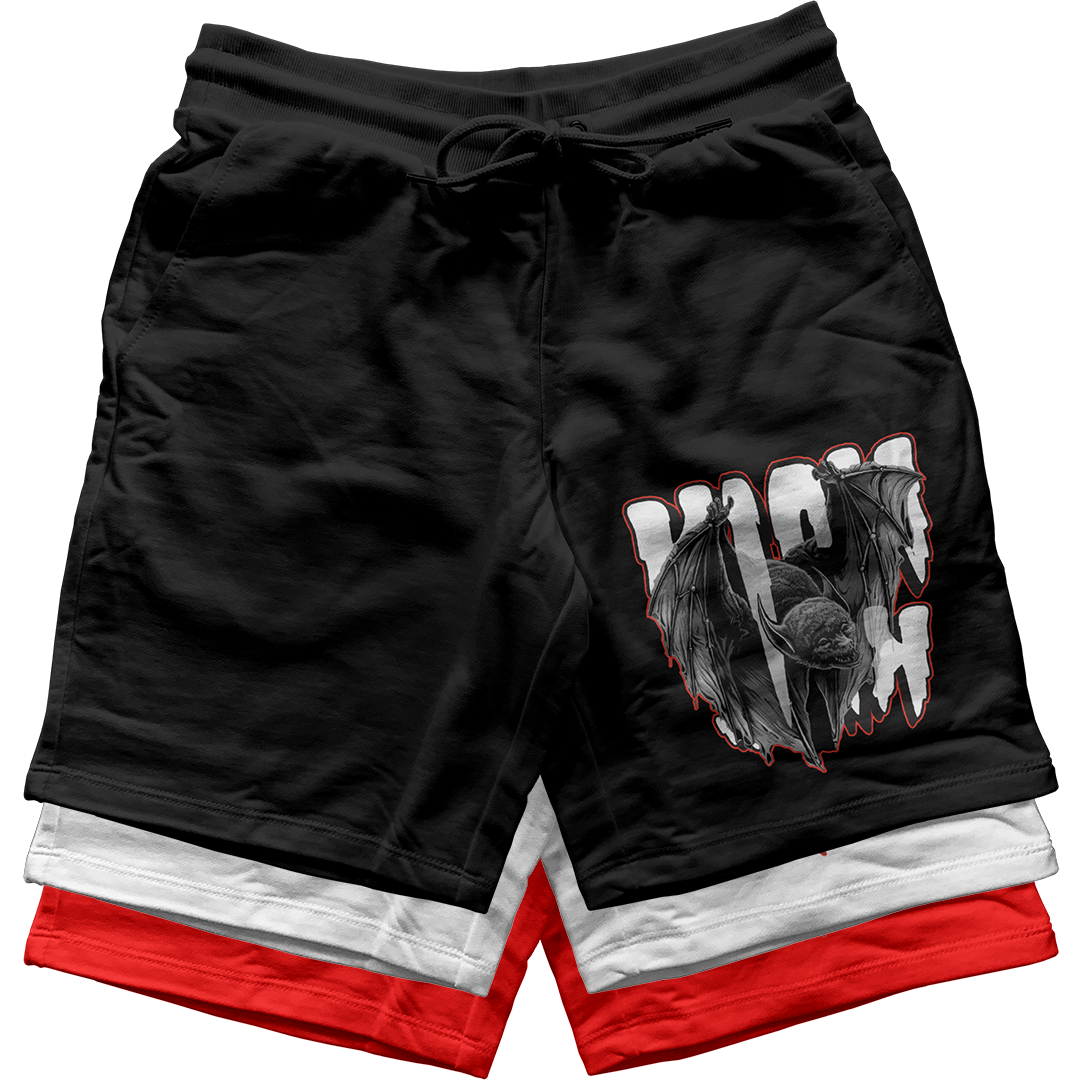 "Red Satin 1 Bat Keeper" Jogger Shorts