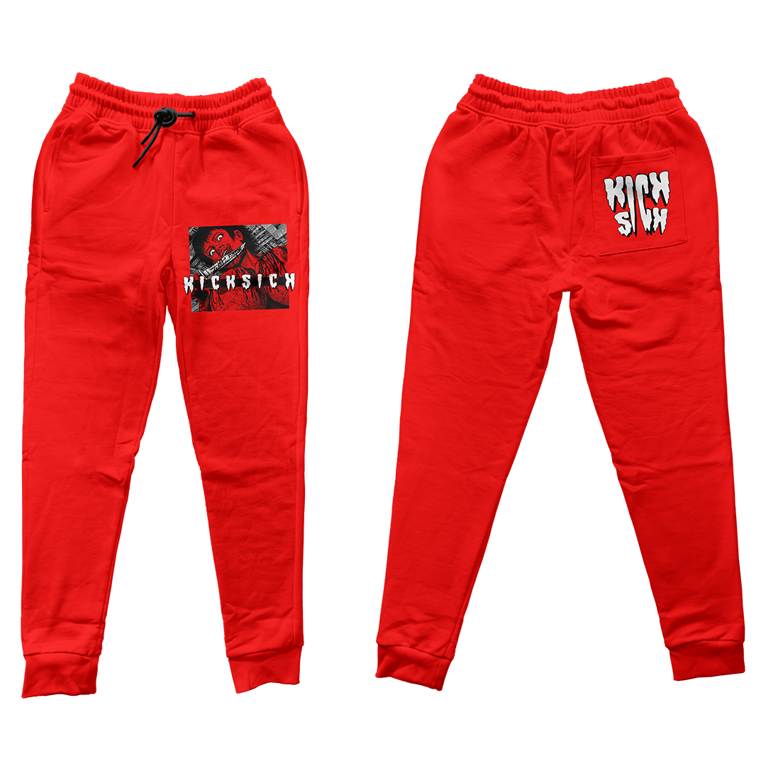 "Red Satin 1 Kill 4 Kicks" Jogger Pants