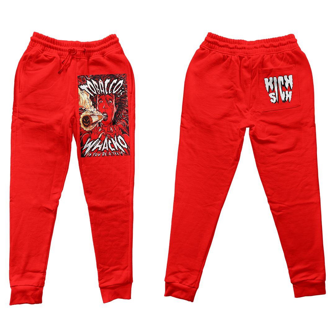 "Red Satin 1 Tobacco Whacko" Jogger Pants