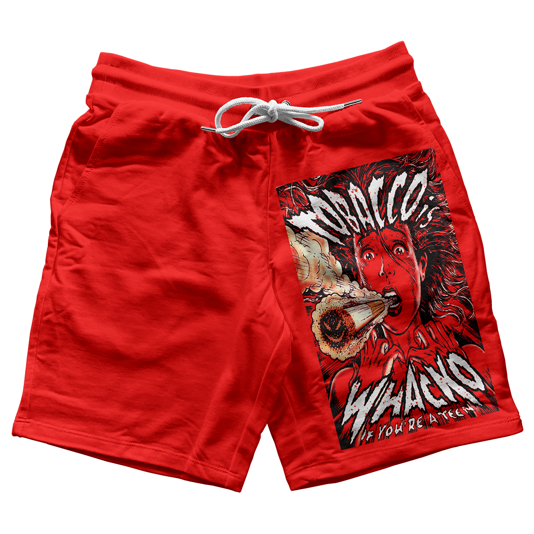 "Red Satin 1 Tobacco Whacko" Jogger Shorts