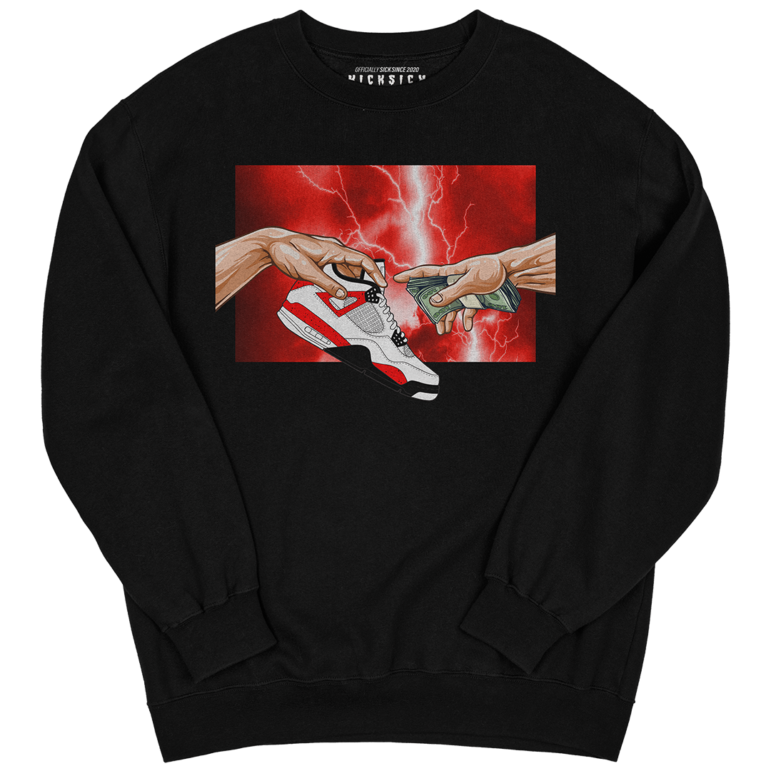 "Red Cement 4 Retro God" Crewneck Sweatshirt
