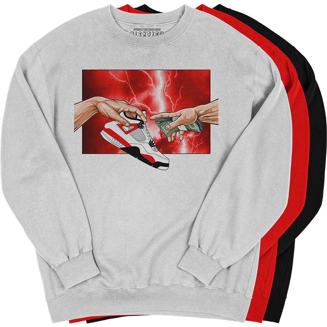 "Red Cement 4 Retro God" Crewneck Sweatshirt