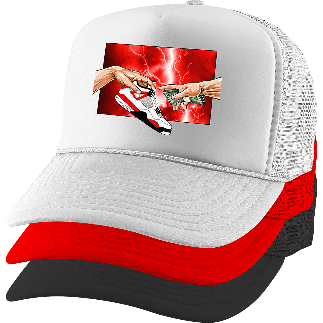 "Red Cement 4 Retro God" Trucker Hat