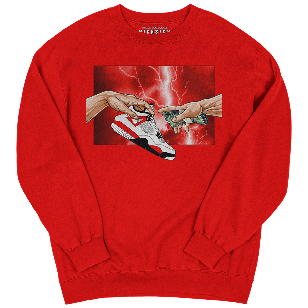 "Red Cement 4 Retro God" Crewneck Sweatshirt