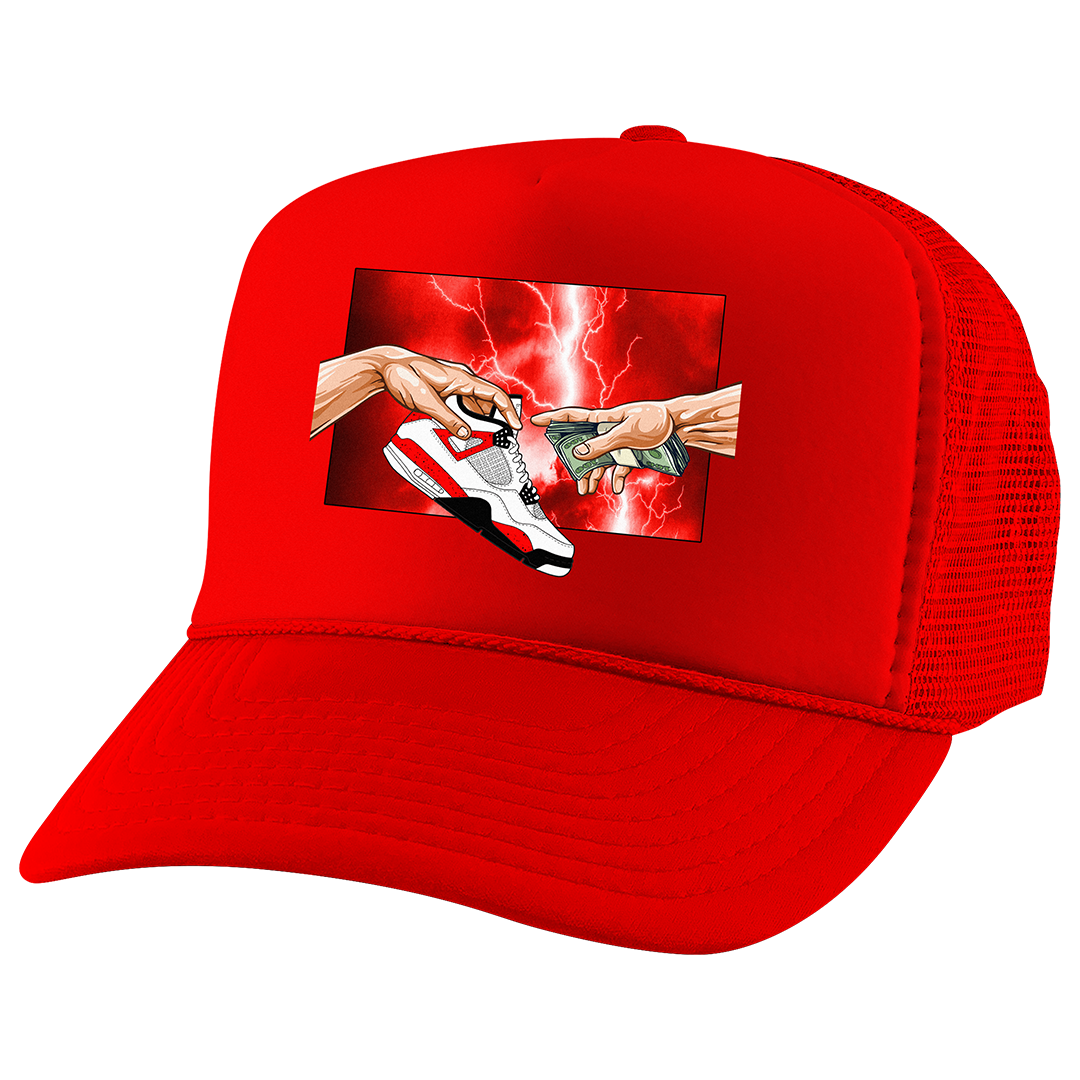 "Red Cement 4 Retro God" Trucker Hat