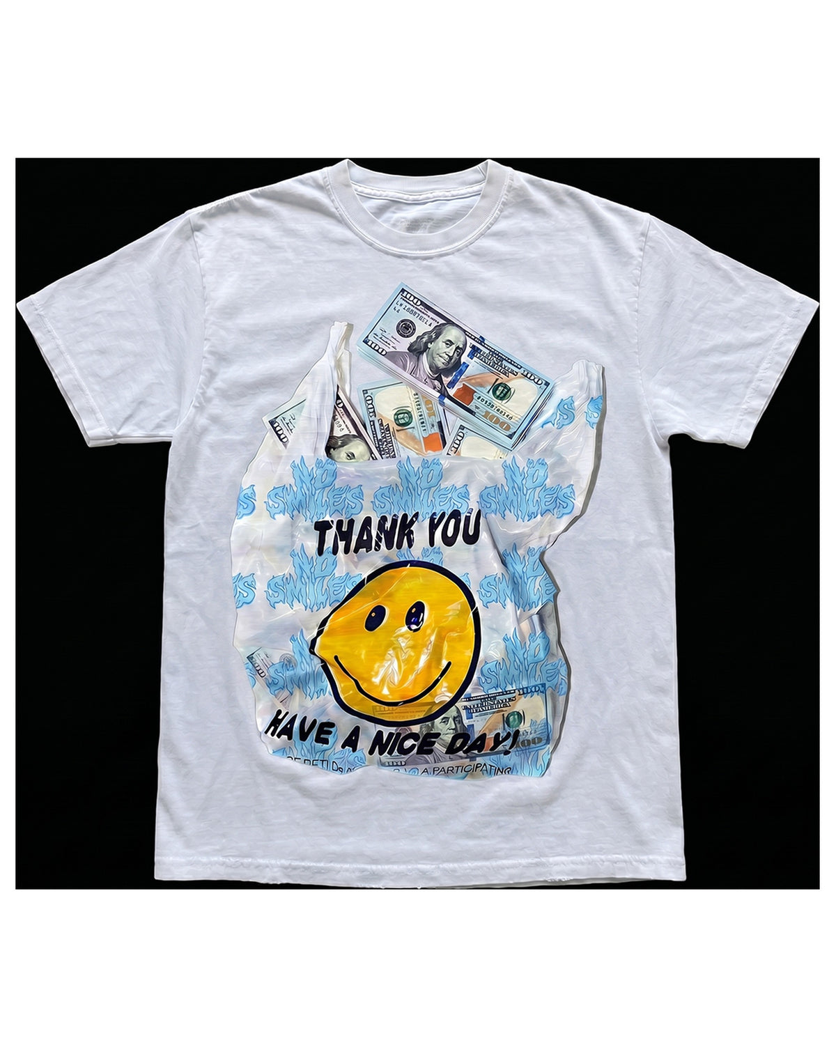 Plastic Benjamins tee, white colorway