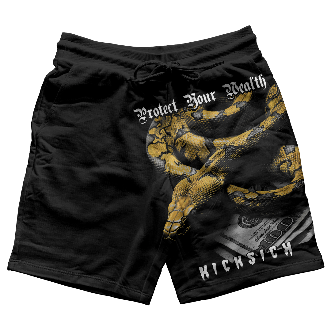 "Yellow Ochre Protect Your Wealth" Jogger Shorts