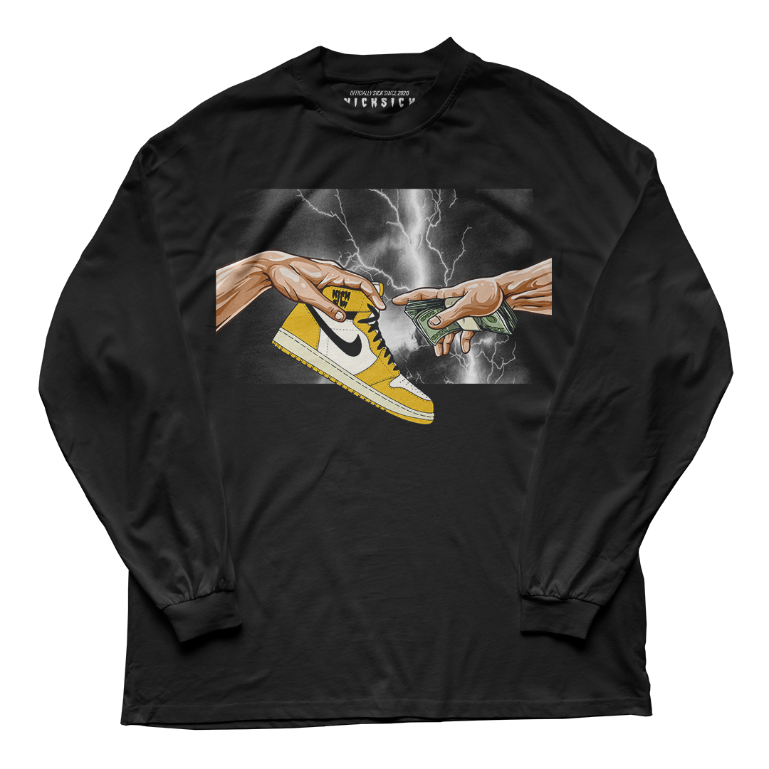 "Yellow Ochre 1 Retro God" Long Sleeve Tee