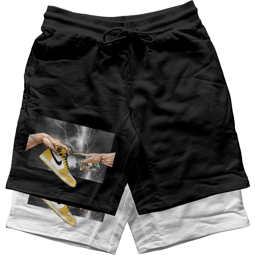 "Yellow Ochre 1 Retro God" Jogger Shorts