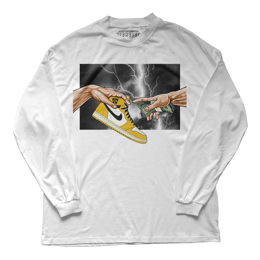 "Yellow Ochre 1 Retro God" Long Sleeve Tee
