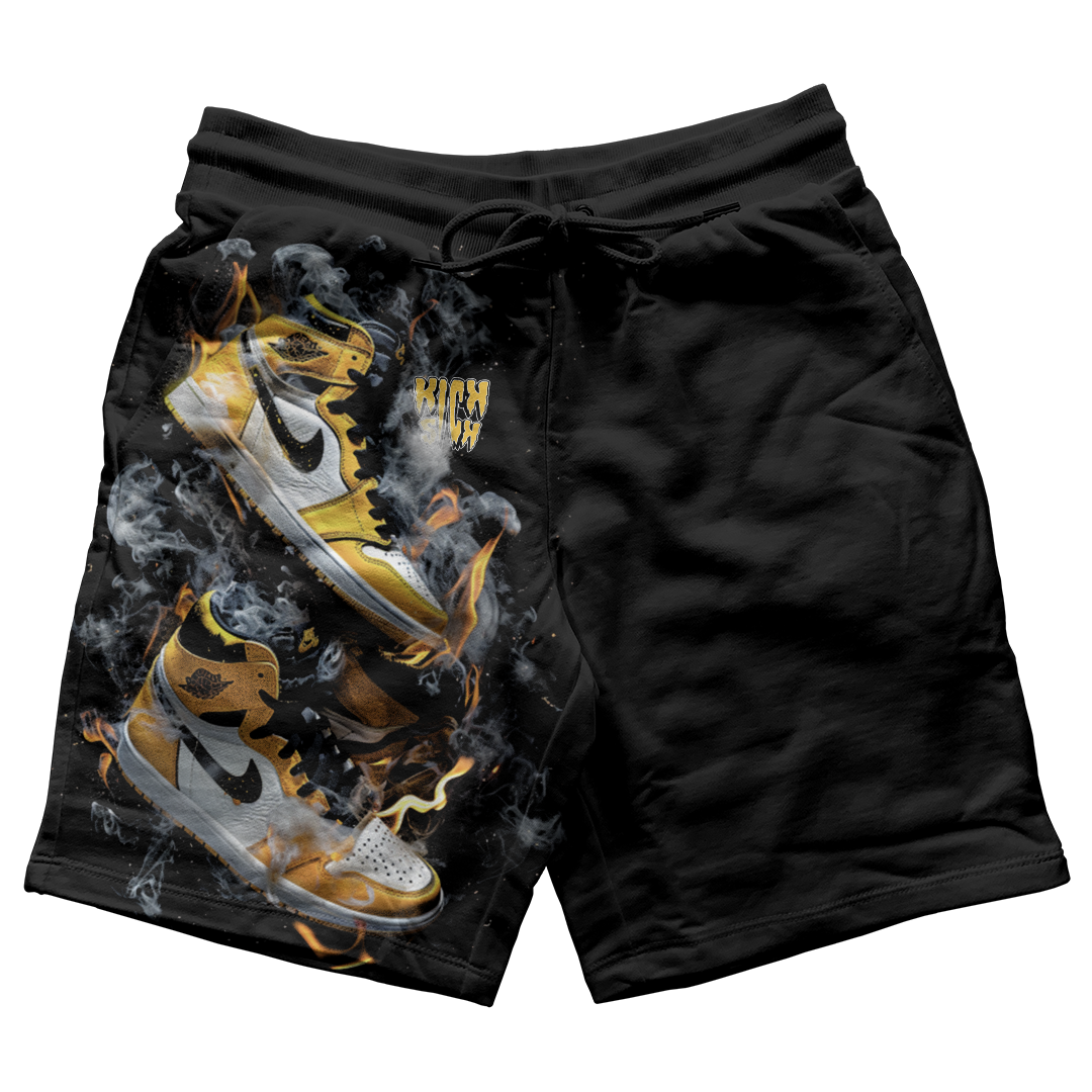 "Yellow Ochre 1 Smoke Burn" Jogger Shorts