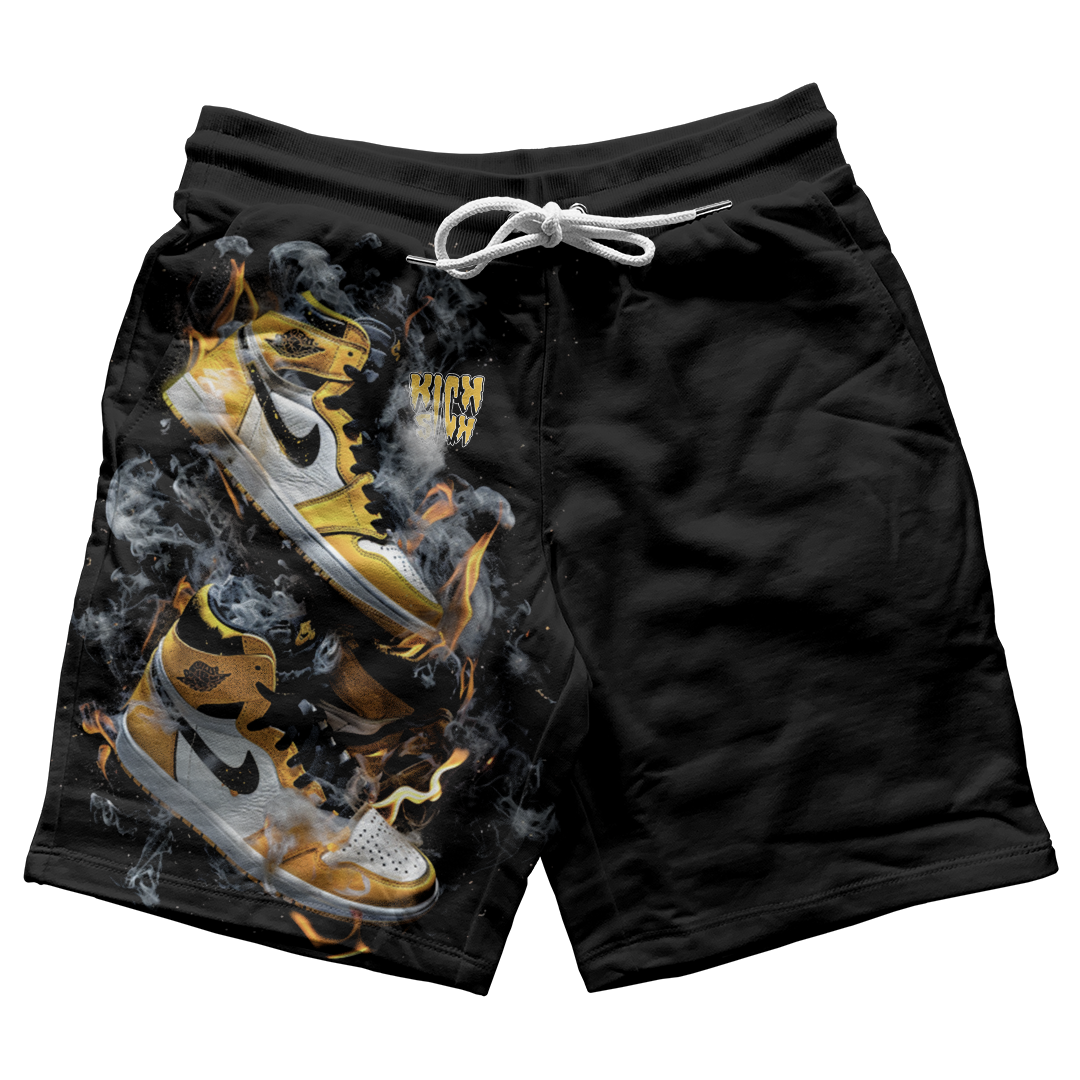 "Yellow Ochre 1 Smoke Burn" Jogger Shorts