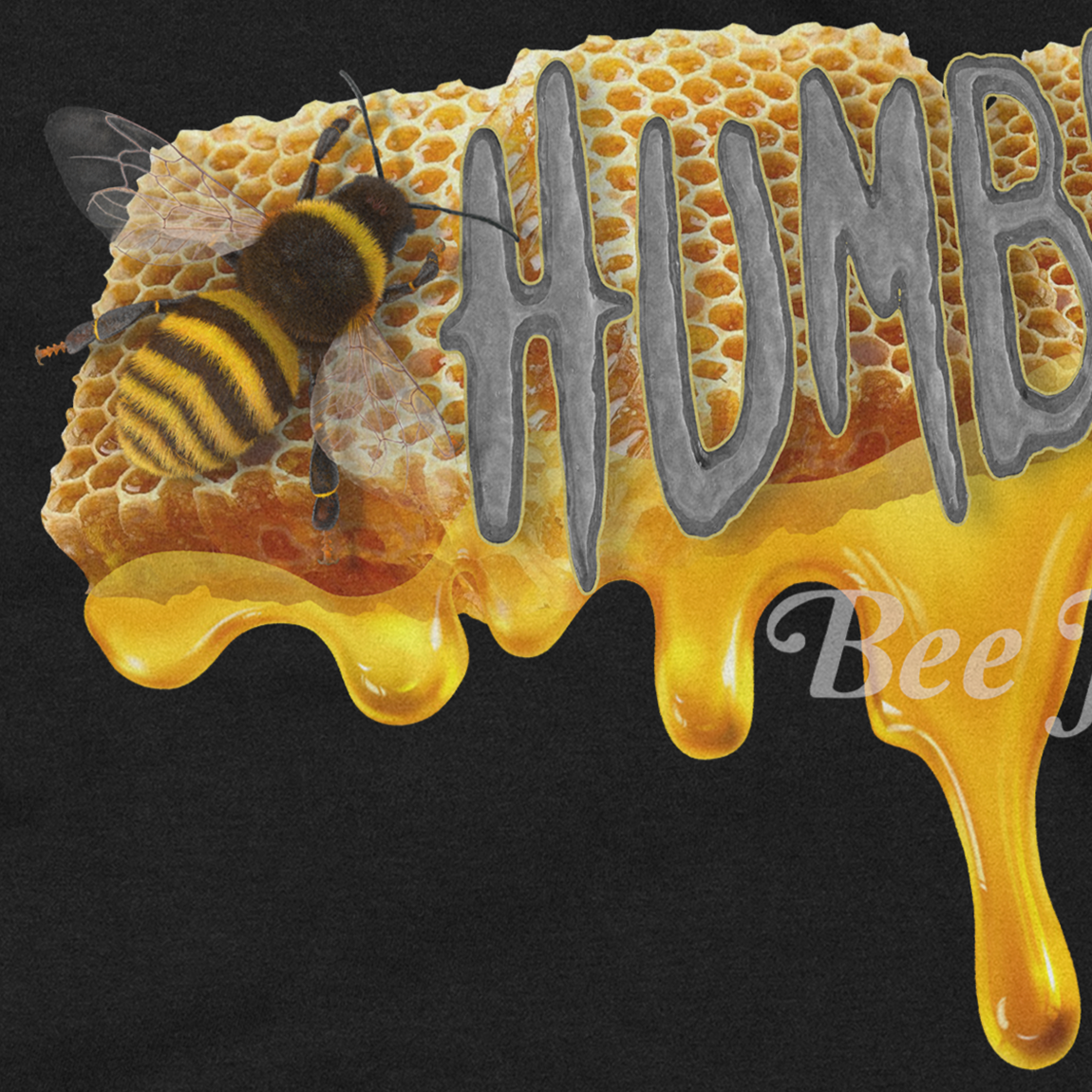 Bee Humble Bee Fly Honey Comb Black Tee