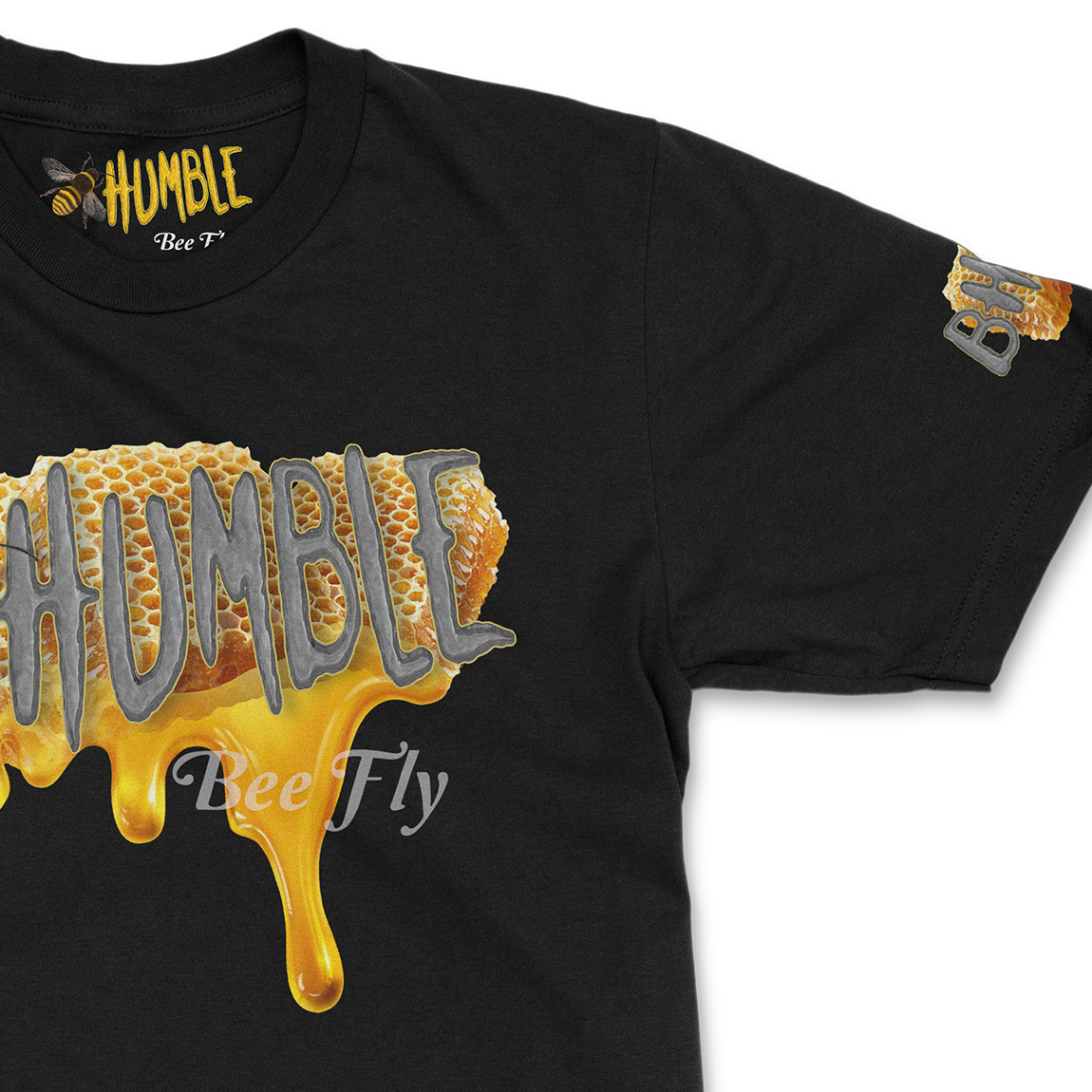 Bee Humble Bee Fly Honey Comb Black Tee