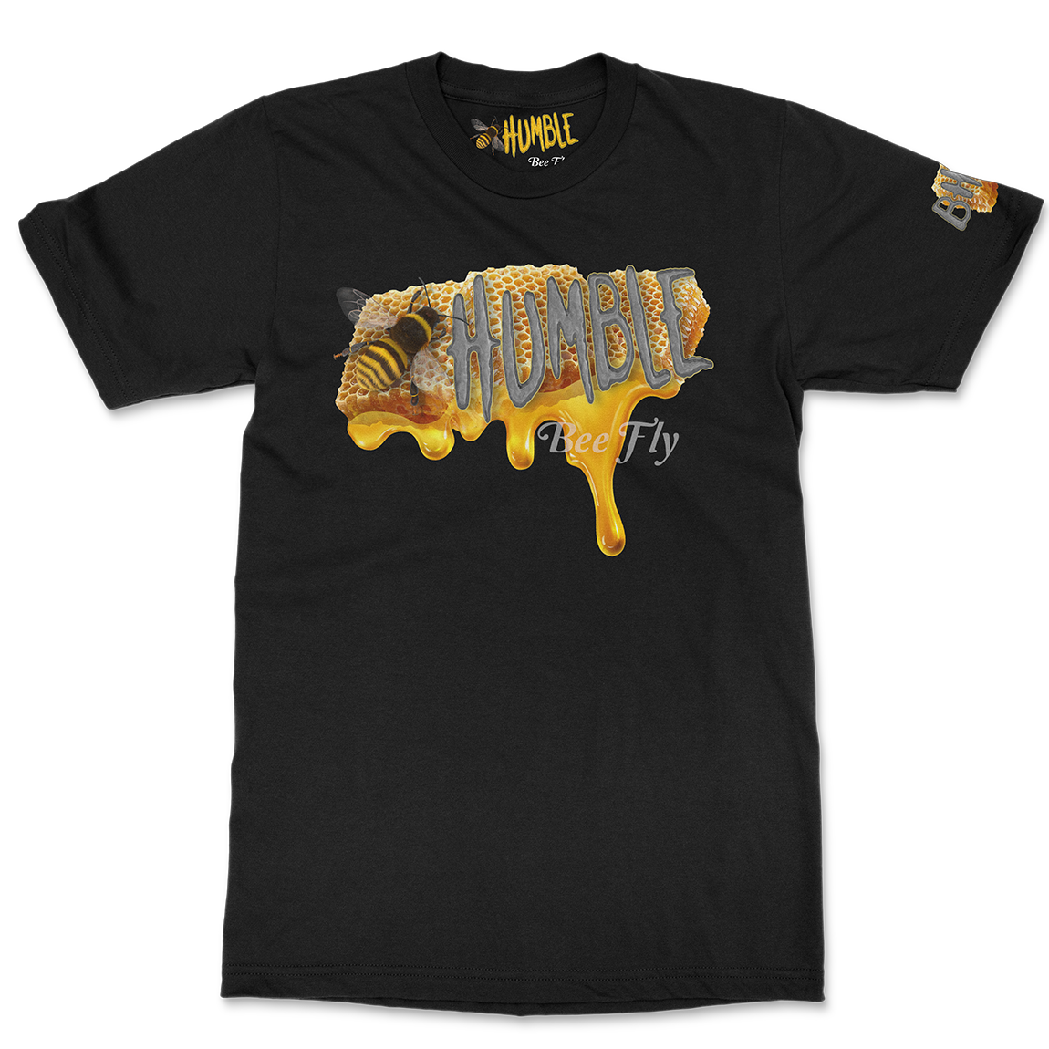 Bee Humble Bee Fly Honey Comb Black Tee