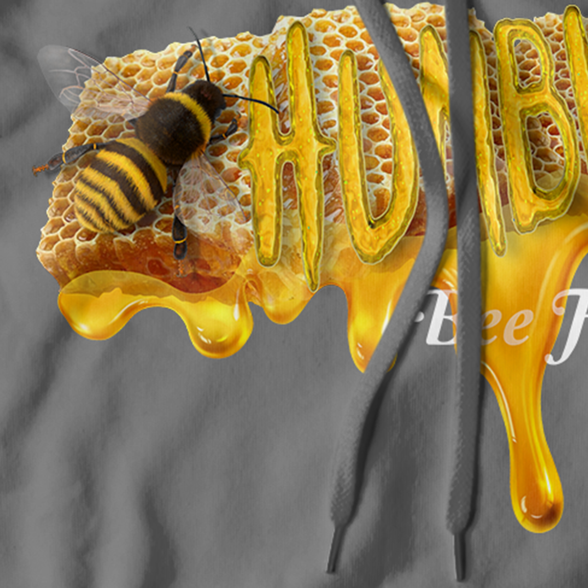 Bee Humble Bee Fly Honey Comb Charcoal Grey Hoodie