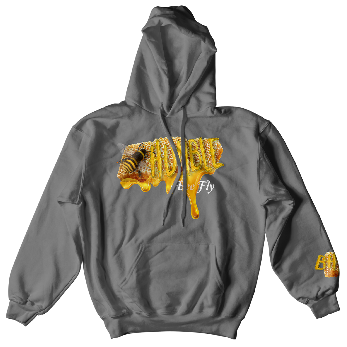 Bee Humble Bee Fly Honey Comb Charcoal Grey Hoodie