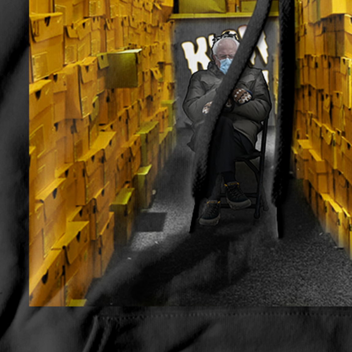 Boxed Out Bernie Gold Yellow Black Hoodie