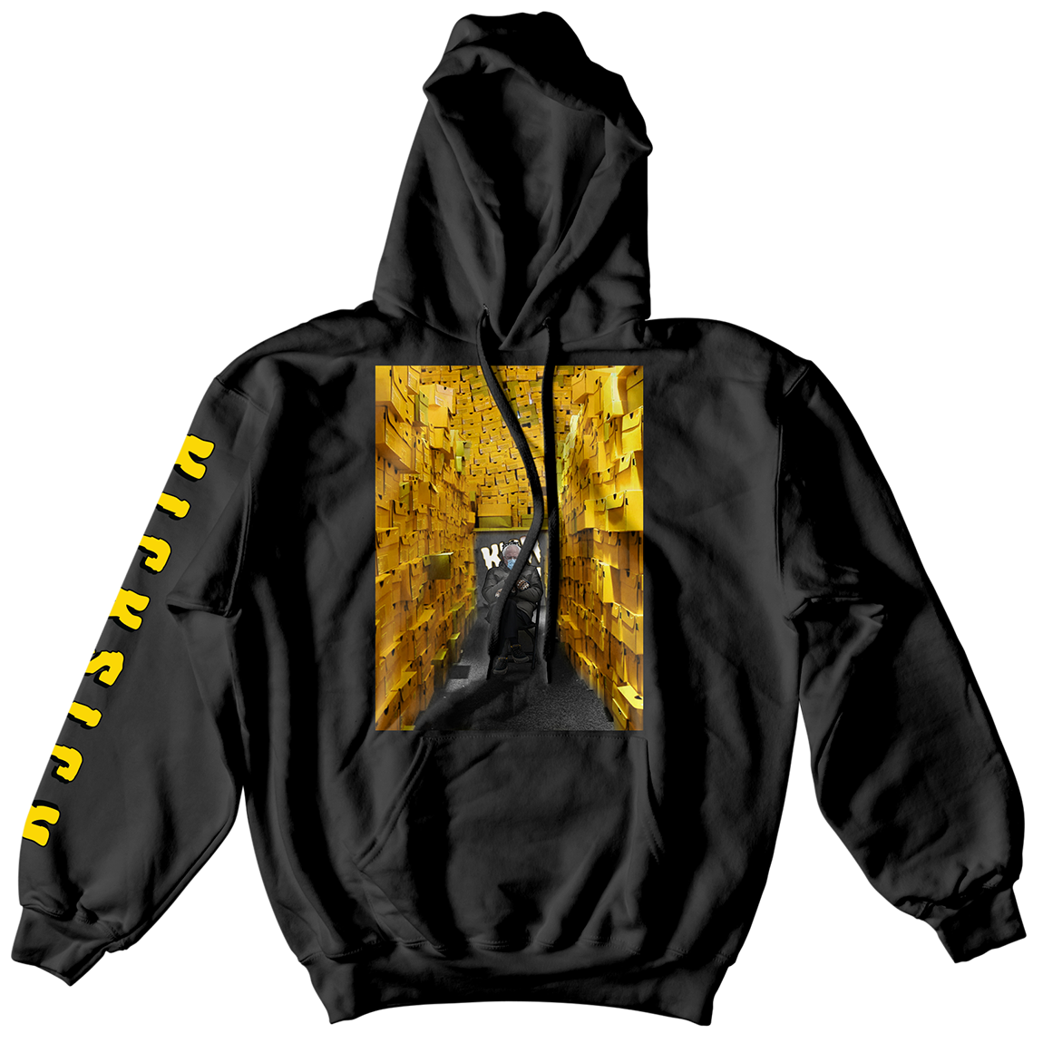 Boxed Out Bernie Gold Yellow Black Hoodie