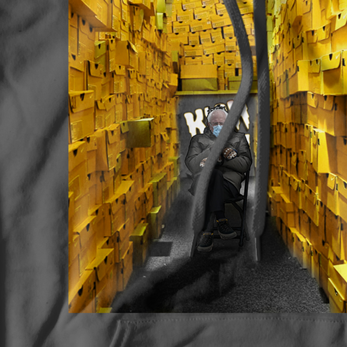 Boxed Out Bernie Gold Yellow Charcoal Grey Hoodie