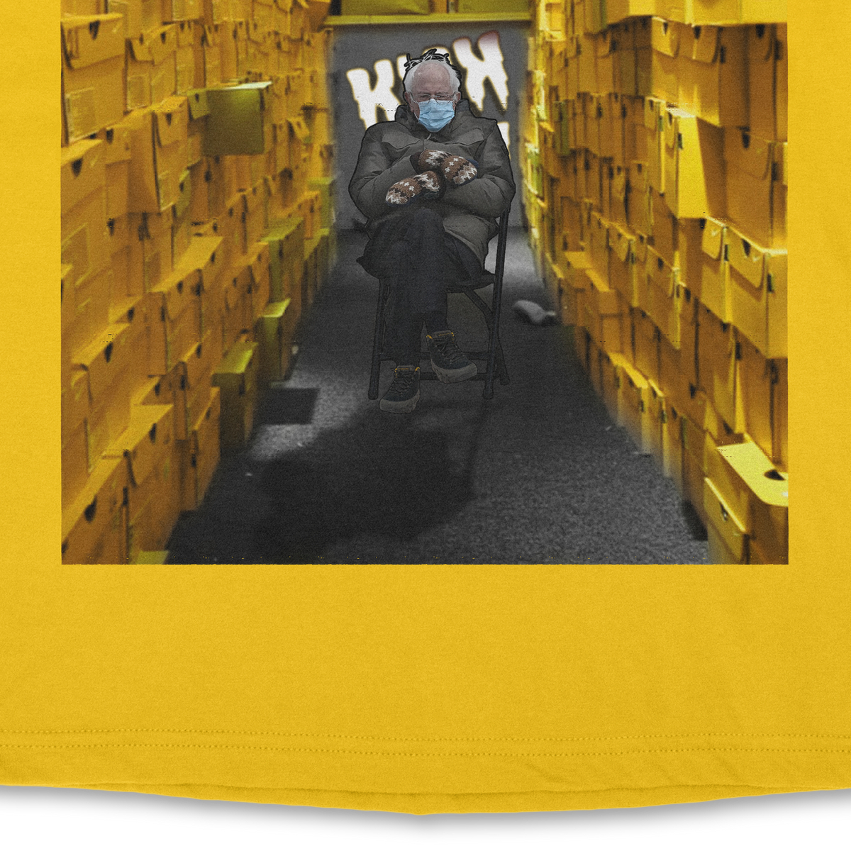 Boxed Out Bernie Gold Yellow Tee