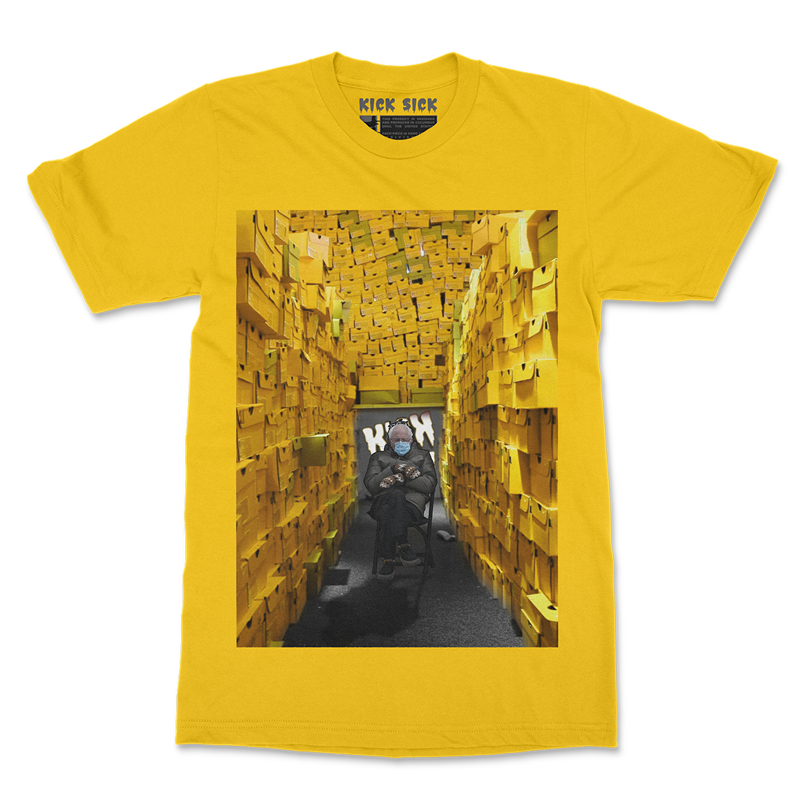 Boxed Out Bernie Gold Yellow Tee