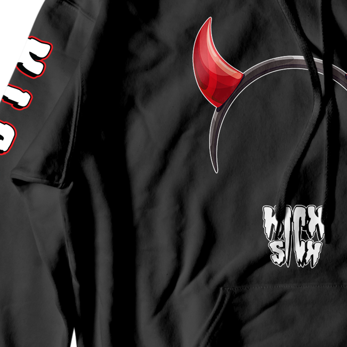 Devil Horns Party Hat Black Hoodie